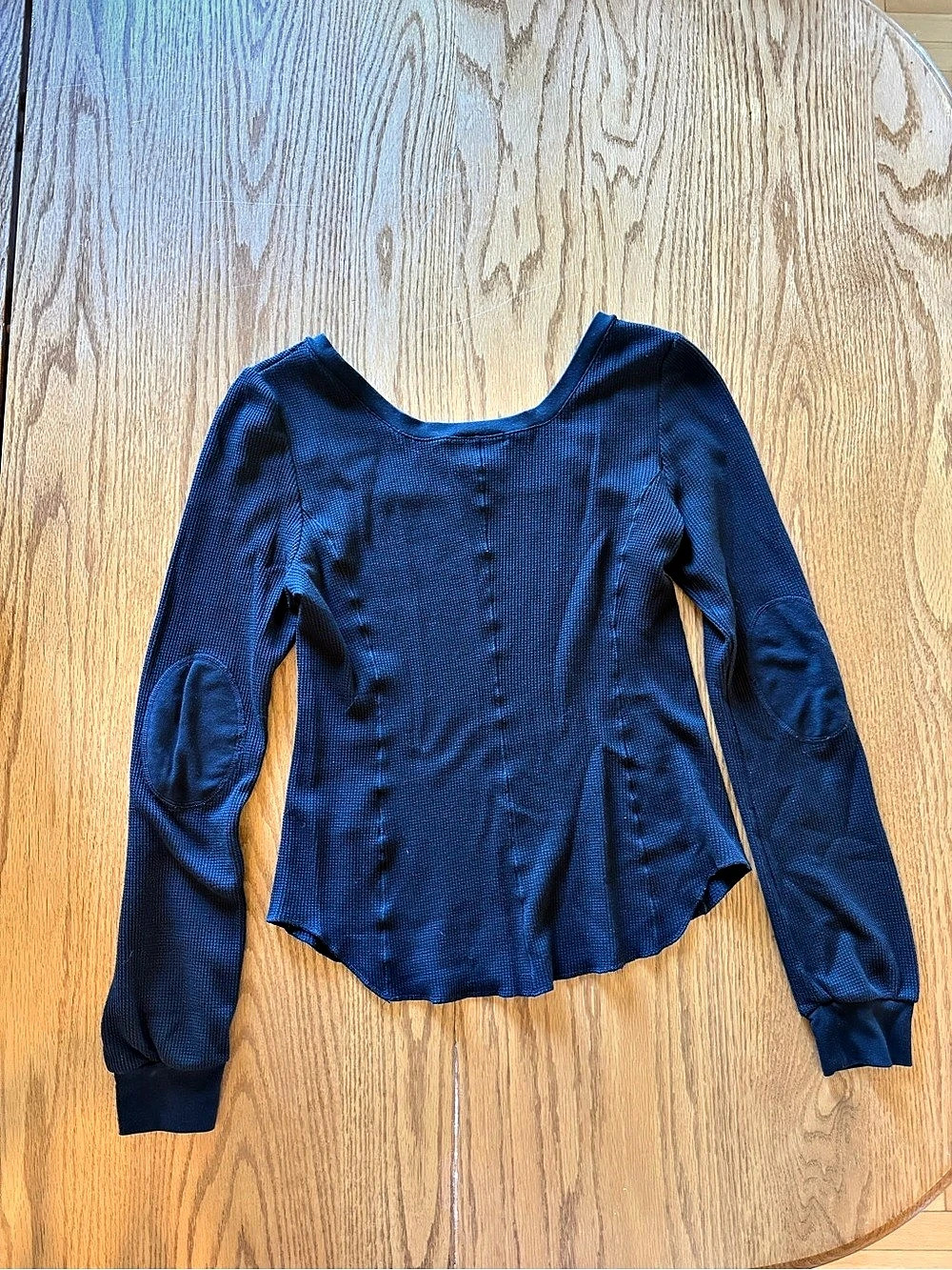 Free People Owen Thermal Top Black Long Sleeve Top